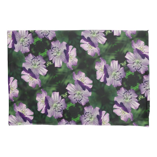 Hübsches Lila Geranium-Blume-Pair-Muster Kissenbezug (Vorderseite)
