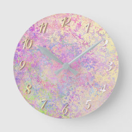 Hübsches lila Gold und rosa Textur Runde Wanduhr