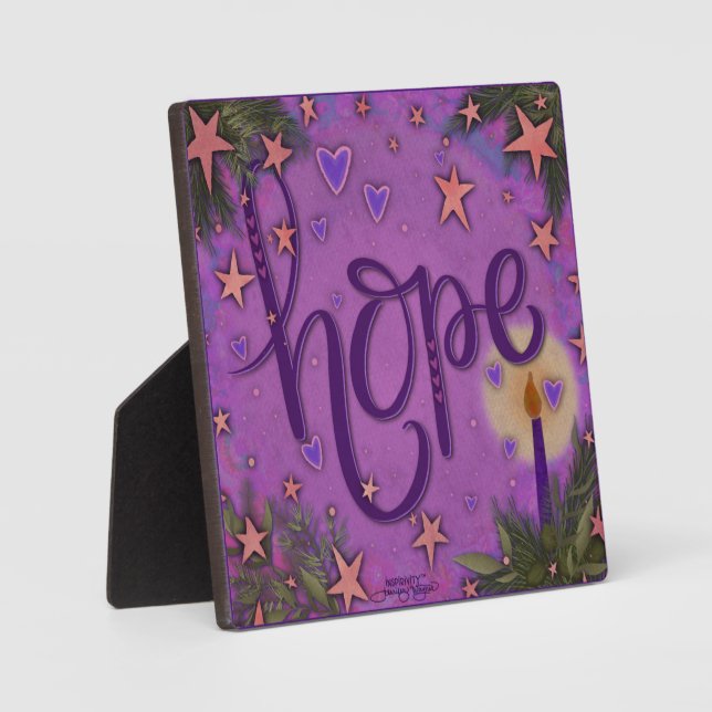 Hübsches Lila Herz-Star Candle Hope Fotoplatte (Vorderseite)