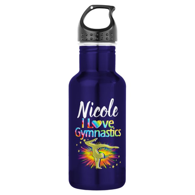 HÜBSCHES LILA I LIEBE GYMNASTICS-DESIGN EDELSTAHLFLASCHE (Vorderseite)