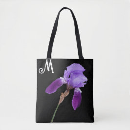 Hübsches lila Iris floral boho M Monogramm niedlic Tasche