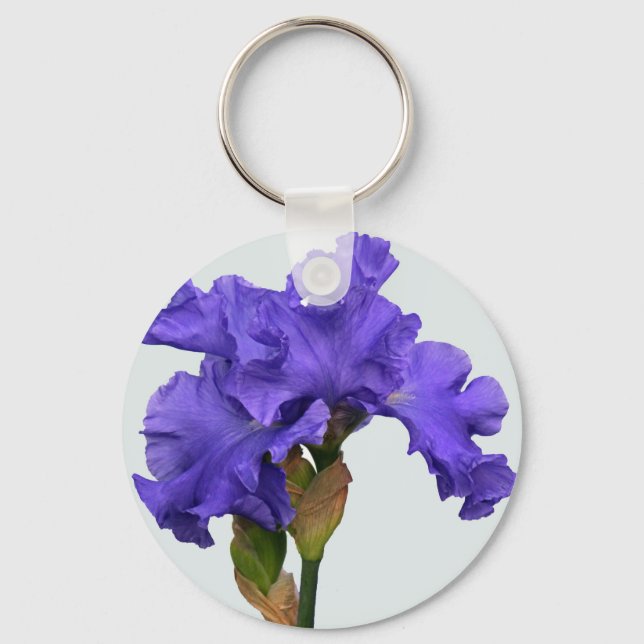 Hübsches Lila Iris Floral Foto Schlüsselanhänger (Vorderseite)