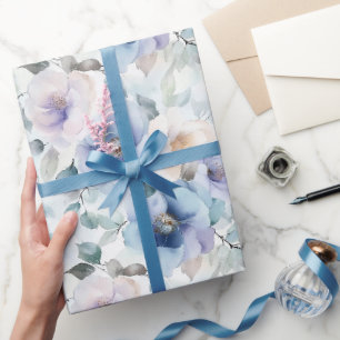 Hübsches Lila Lavendel Weißes Blume Brautparty Geschenkpapier