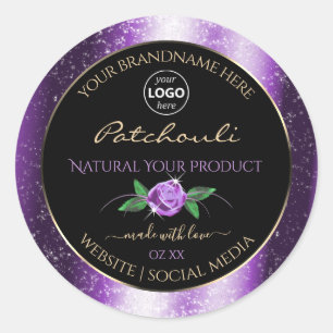 Hübsches Lila Logo für die Rose mit der Blume des Runder Aufkleber