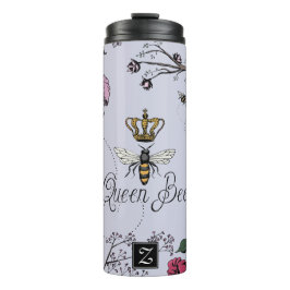 Hübsches Lila Monogramm für Queen Bee & Crown Flor Thermosbecher