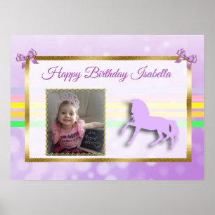 Hübsches Lila Personalisiertes Unicoron-Regenbogen Poster