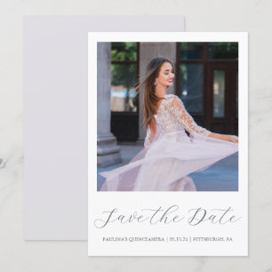 Hübsches Lila Quinceanera Einfaches kalligrafische Save The Date