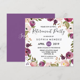 Hübsches Lila rosa Party für die botanische Pensio Einladung