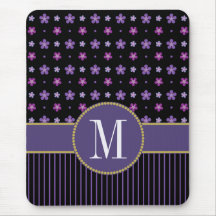 Hübsches Lila Schwarz-Streifen-Monogramm