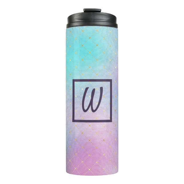 Hübsches lila und blaues Ober Thermosbecher (Vorderseite)