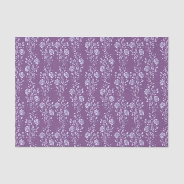 Hübsches Lila und Lilac Floral Muster Seidenpapier (Vorderseite)