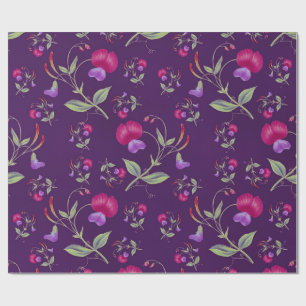 Hübsches lila und rosa Blumenmuster Geschenkpapier