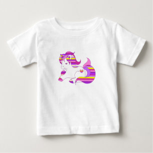 Hübsches Lila und rosa gestreiftes Einhorn-Shirt Baby T-shirt