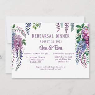 Hübsches Lila und rosa Wisteria Probe Dinner Einladung