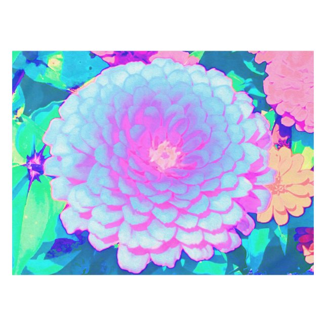 Hübsches Lila und rosa Zinnia im Sommergarten Tischdecke (Vorderseite (Horizontal))
