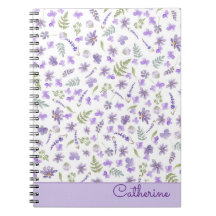 Hübsches lila Wildblumen-Botanik-Notizbuch