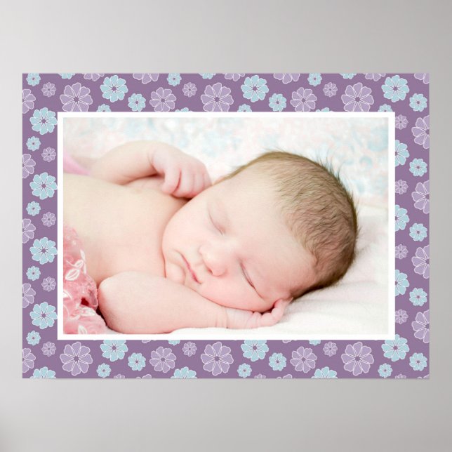 Hübsches Lilac Lila und Blue Floral Custom Foto Poster (Vorne)