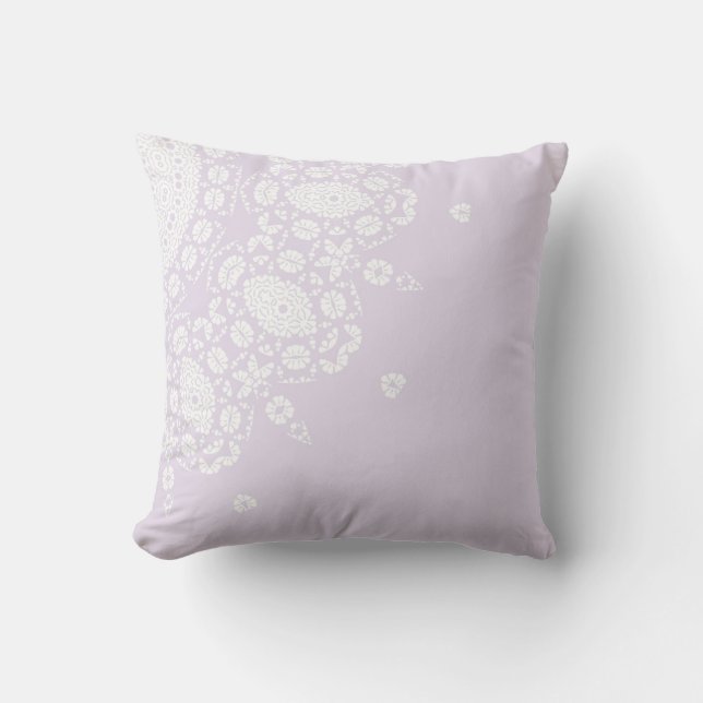 Hübsches Lilac-Weißes Spitzen-Pattern-Kissen Kissen (Vorderseite)