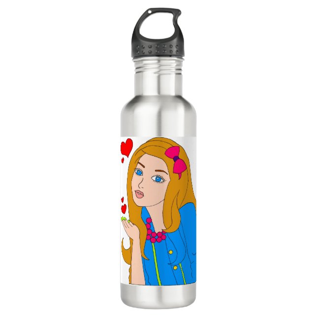 Hübsches Mädchen Edelstahlflasche (Vorderseite)