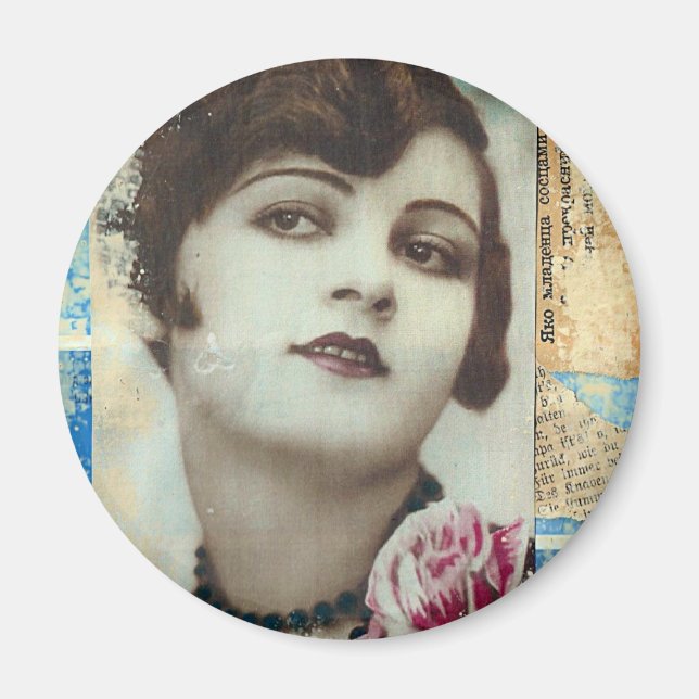 Hübsches Mädchen-Farbchip-Collage Magnet (Vorne)