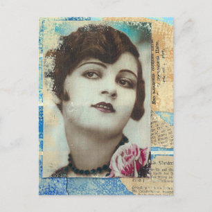 Hübsches Mädchen - Farbchip-Collage Postkarte