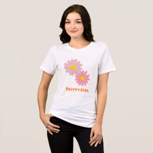 Hübsches Mädchen Florales T-Shirt Cute Pink Gänseb Tri-Blend Shirt