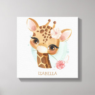 hübsches Mädchen Giraffe Baby Kinderzimmer Leinwanddruck