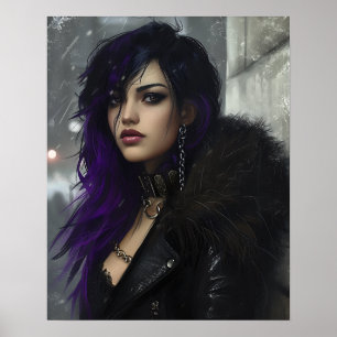 Hübsches Mädchen mit lila Haaren Poster