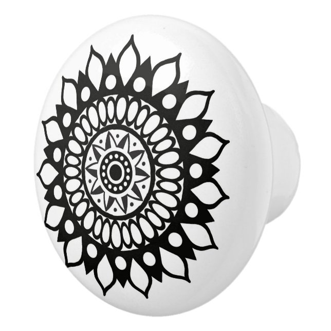 Hübsches Mandala Blume Blossom Keramikknauf (Rechts)
