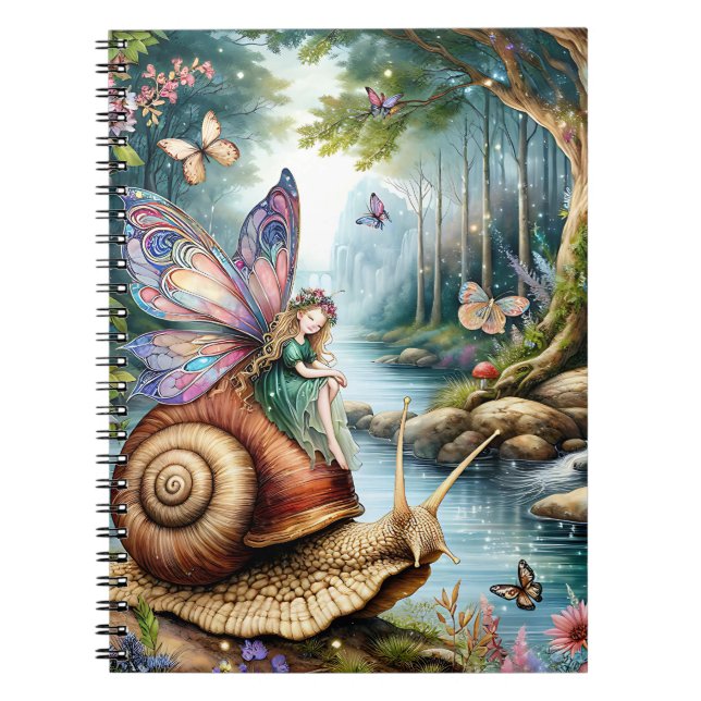 Hübsches Märchenland mit niedlicher Schnecke und S Notizblock (Vorderseite)
