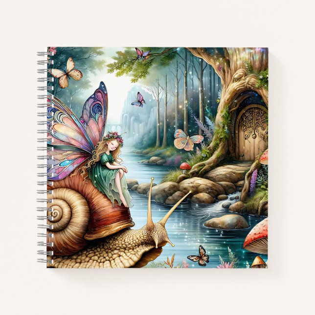 Hübsches Märchenland mit niedlicher Schnecke und S Notizbuch (Vorderseite)