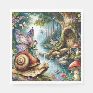 Hübsches Märchenland mit niedlicher Schnecke und S Serviette