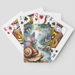Hübsches Märchenland mit niedlicher Schnecke und S Spielkarten
