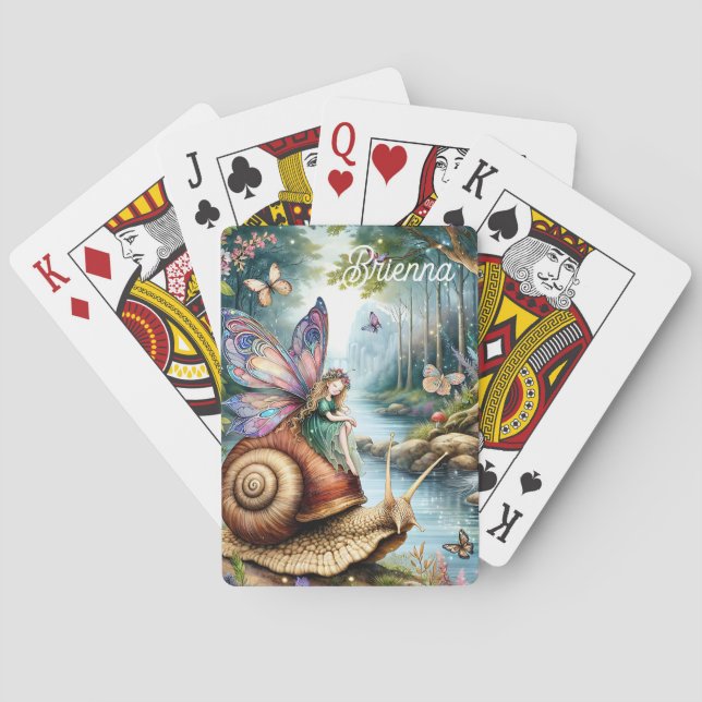 Hübsches Märchenland mit niedlicher Schnecke und S Spielkarten (Rückseite)