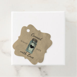 Hübsches Mason-Glas mit Liebe eingemacht, datiert Geschenkanhänger