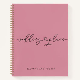 Hübsches Mauve Pink Wedding Plans Heart Notebook Notizbuch