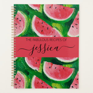 Hübsches Melonen-Muster-Schriftname Rezept Planer