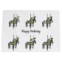 Hübsches Mergo Round Carousel Horses Muster Große Geschenktüte