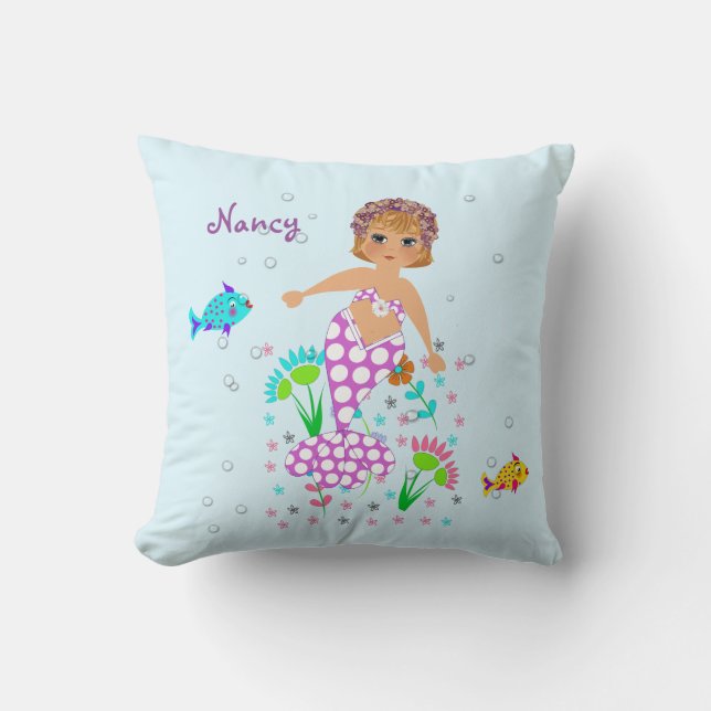 Hübsches Mermaid-Design Personalisiert Kissen (Vorderseite)