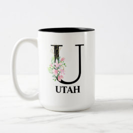 Hübsches mit Monogramm Blumenalphabet U Zweifarbige Tasse