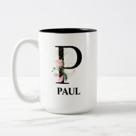 Hübsches mit Monogramm P-Buchstaben-Alphabet Zweifarbige Tasse