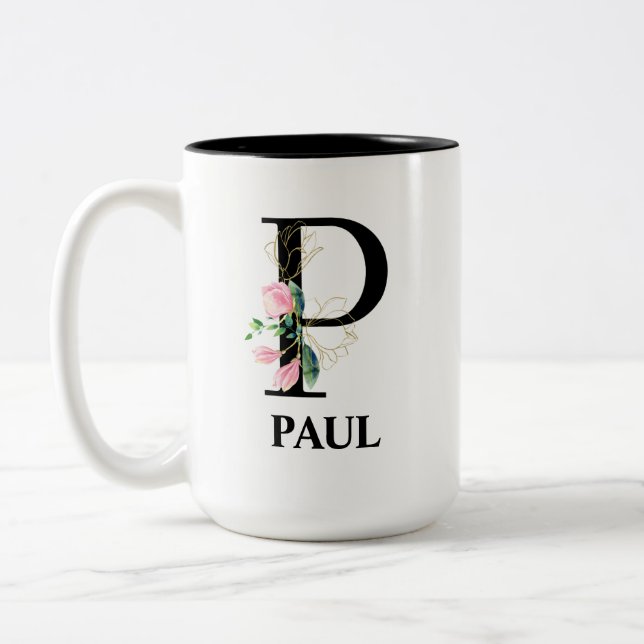 Hübsches mit Monogramm P-Buchstaben-Alphabet Zweifarbige Tasse (Links)