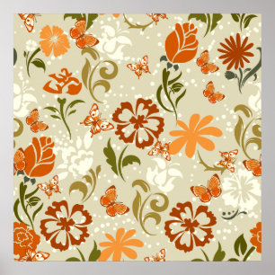 Hübsches modernes Blumenmuster Poster