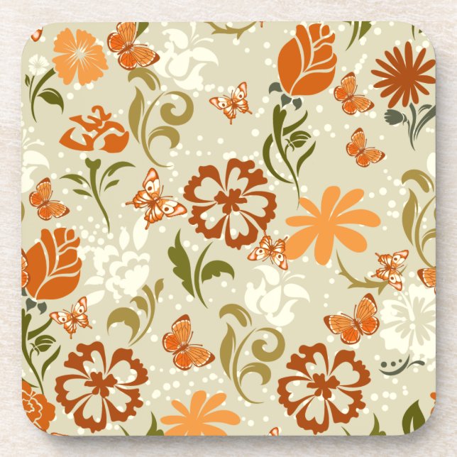 Hübsches modernes Blumenmuster Untersetzer (Vorderseite)