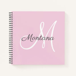 Hübsches, modernes Girly Monogram, rosa, grauer Na Notizbuch