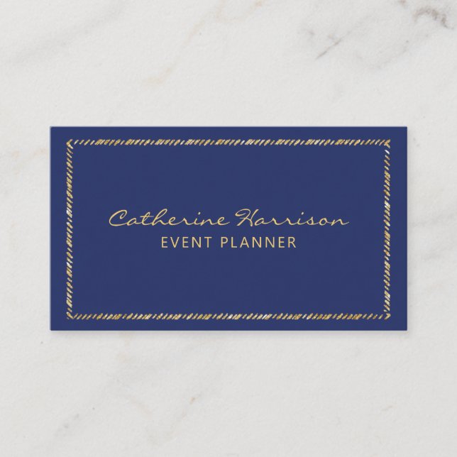 Hübsches, modernes Navy Blue und Gold Visitenkarte (Vorderseite)