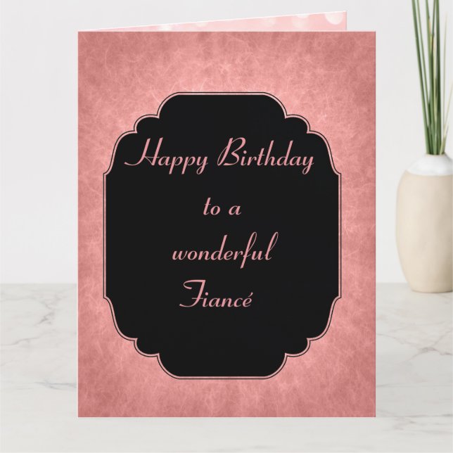 Hübsches modernes Rosa Happy Birthday Fiancé Karte (Vorderseite)
