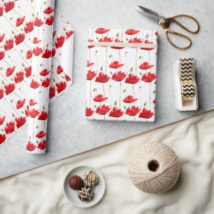 Hübsches Mohnblütenmuster Geschenkpapier