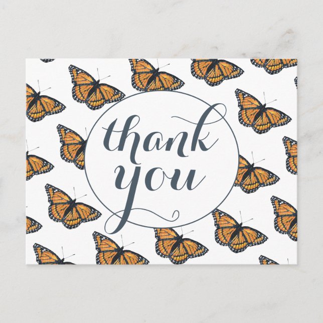 Hübsches Monarch Butterfly-Muster Vielen Dank Postkarte (Vorderseite)