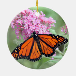 Hübsches Monarch Butterfly Rosa Foto Keramik Ornament